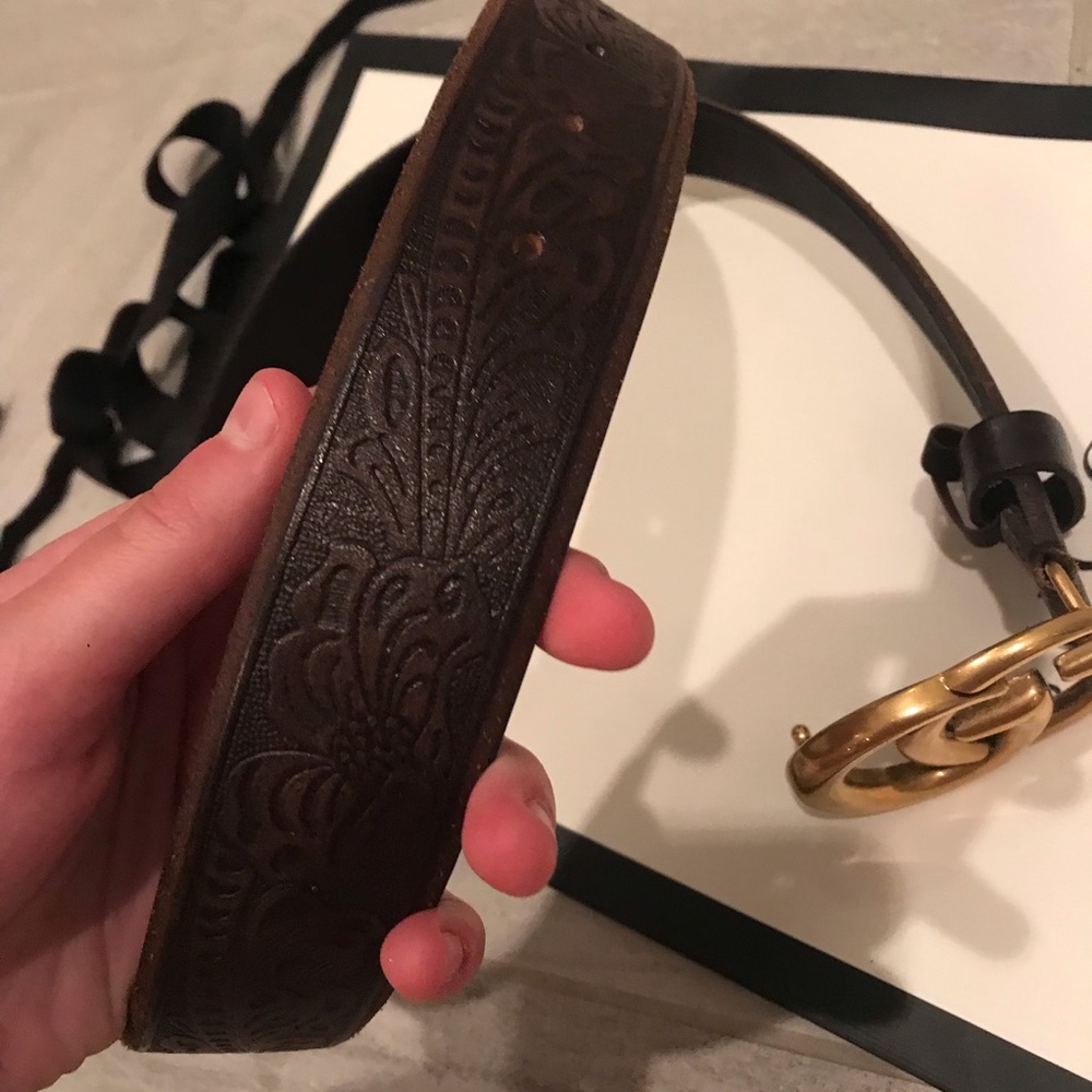 Gucci Brown Leather Belt with Gold Double G Buckle - Picture 3 of 10